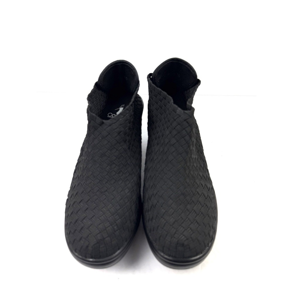 Corkys Hot Bootie 10 Black Stretch Woven Intrecciato Slip On Womens Shoe